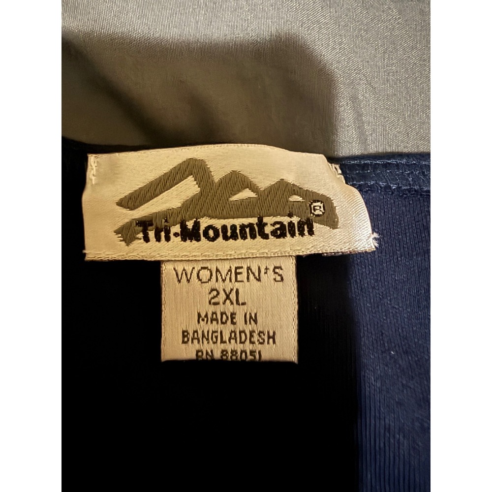 Tri-Mountain Womens 2XL Navy Blue Long Sleeve Cotton T-Shirt Crewneck Top RN 880 - Picture 4 of 6